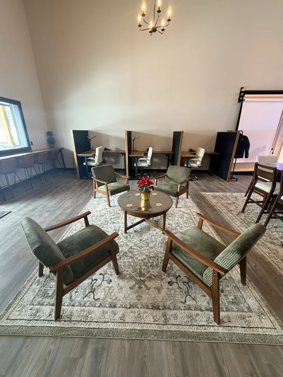 Cozy lounge area at Salt & Light Coffee on Killian Rd