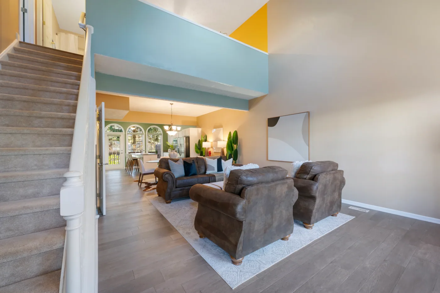 Open living room photographed for an Akron real estate listing